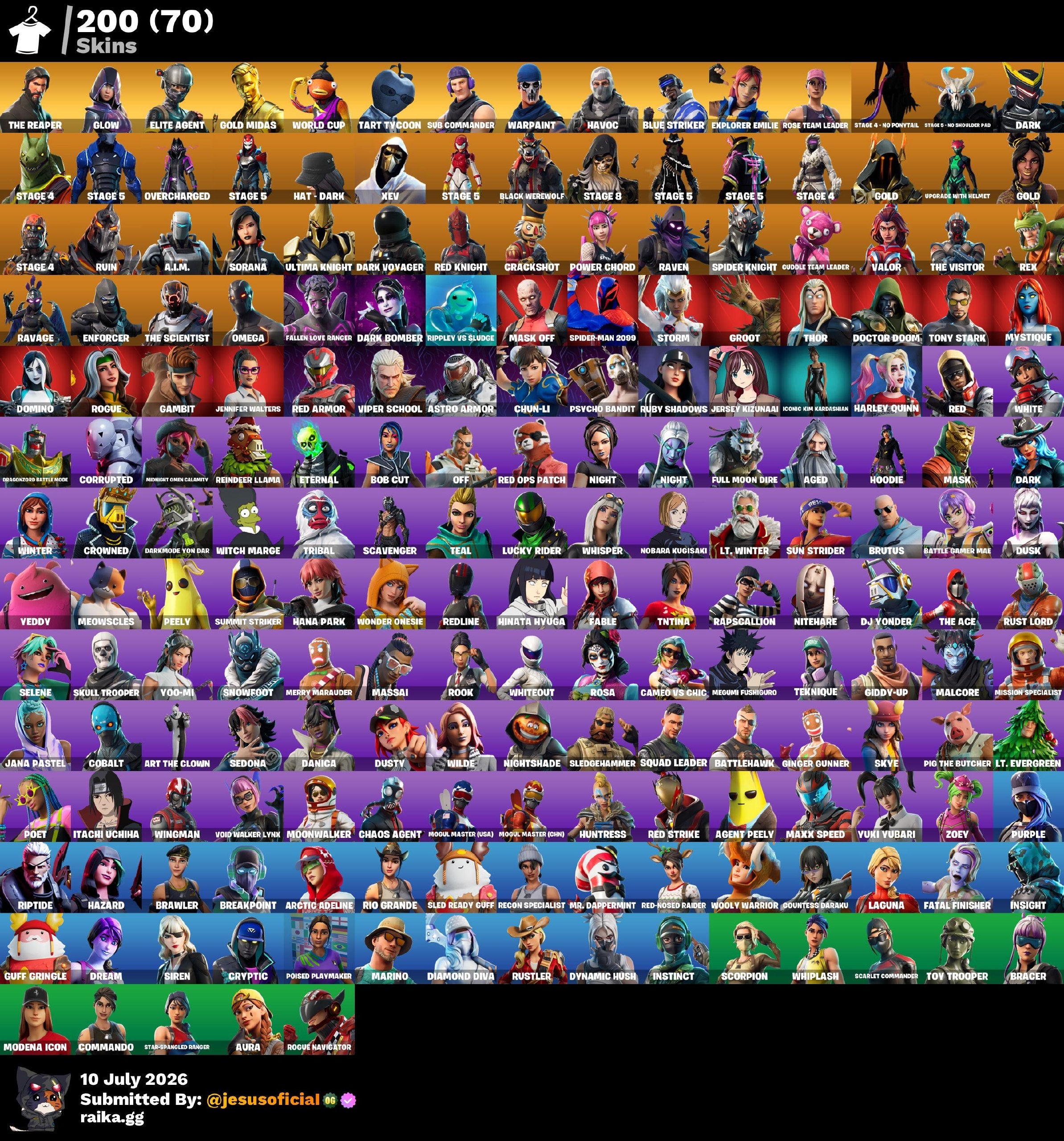200 SKINS THE REAPER + PICO MINTY + TOMA LA L + STW OG