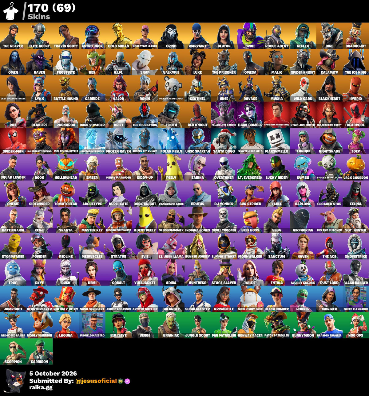 170 SKINS THE REAPER + TRAVIS SCOTT + TOMA LA L + STW OG