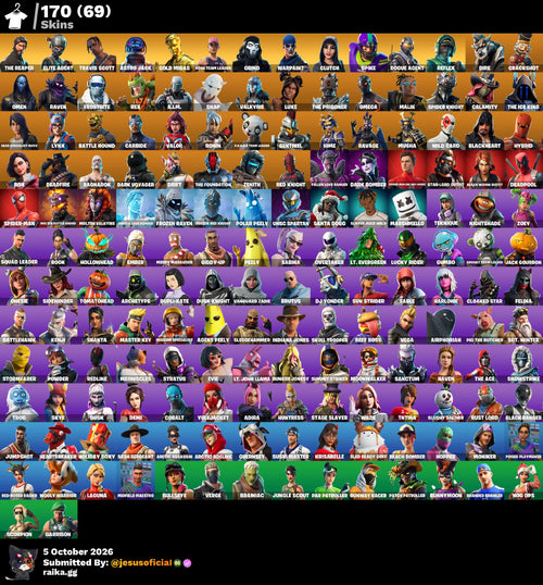 170 SKINS THE REAPER + TRAVIS SCOTT + TOMA LA L + STW OG