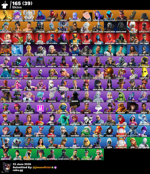 165 SKINS GOLD MIDAS + GOLD LARA CROFT + PASE MARVEL OG
