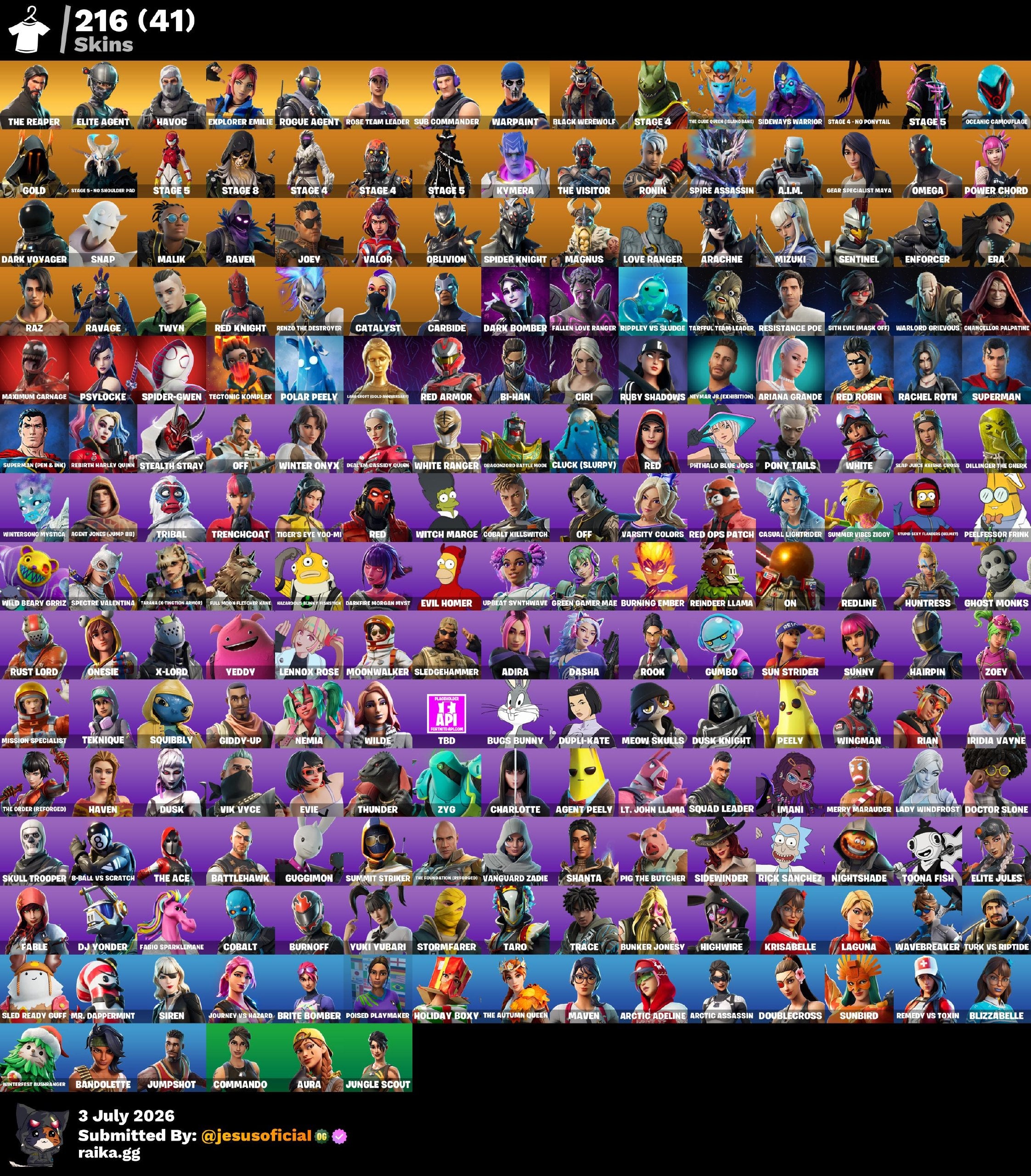 216 SKINS THE REAPER + TOMA LA L + STW OG