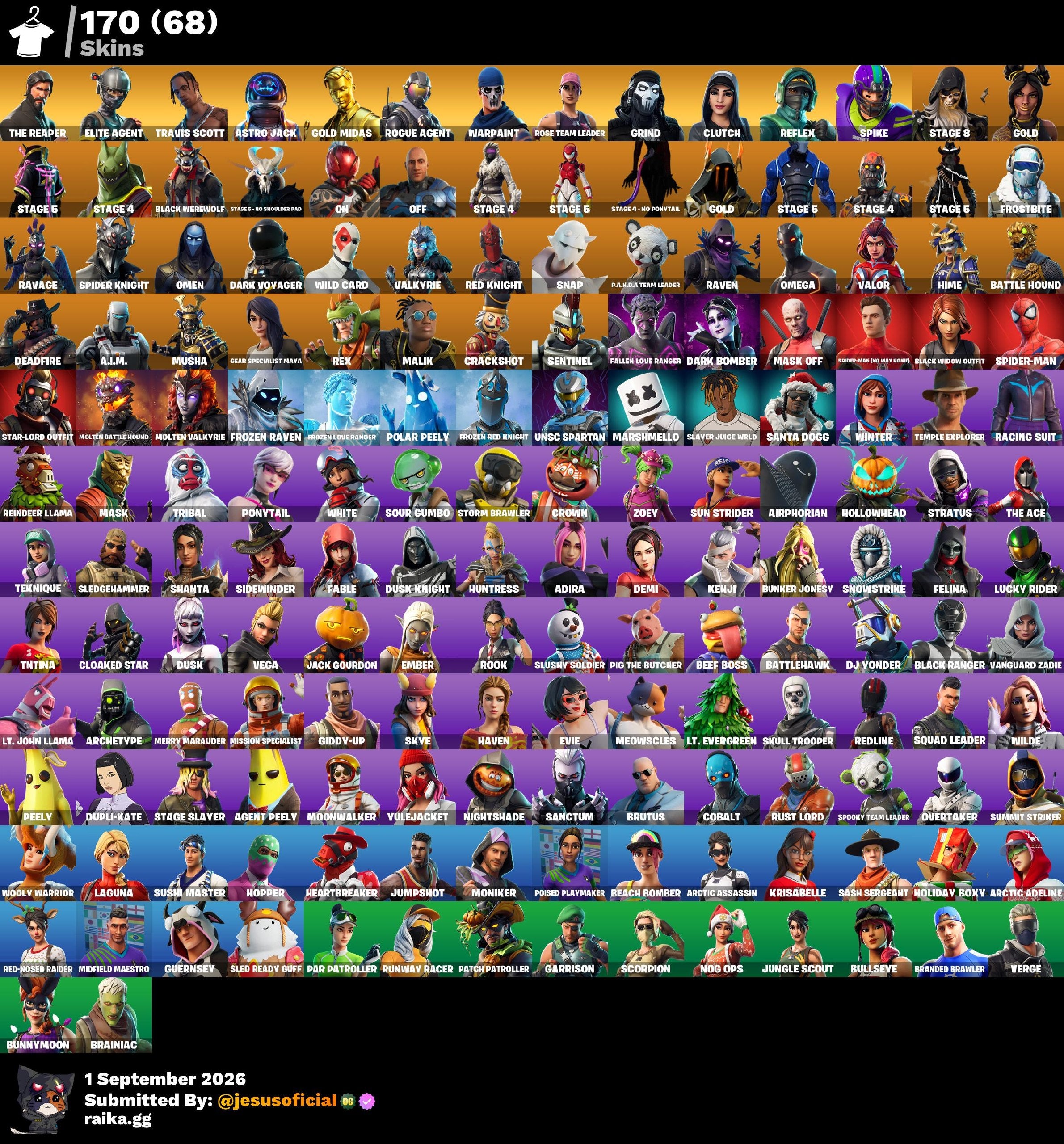 170 SKINS THE REAPER + TRAVIS SCOTT + TOMA LA L + STW OG