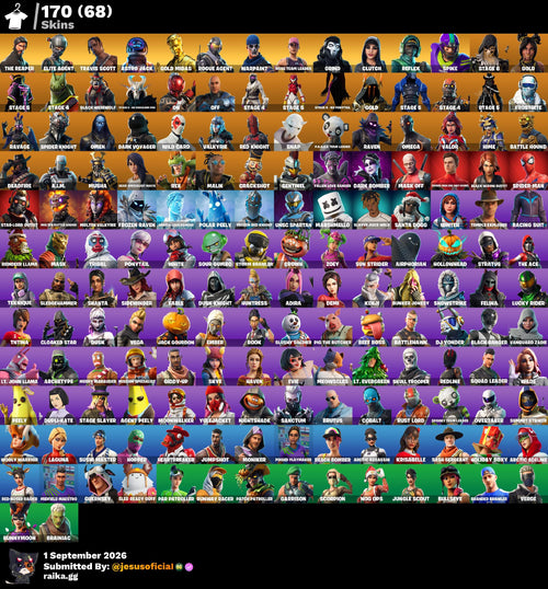 170 SKINS THE REAPER + TRAVIS SCOTT + TOMA LA L + STW OG