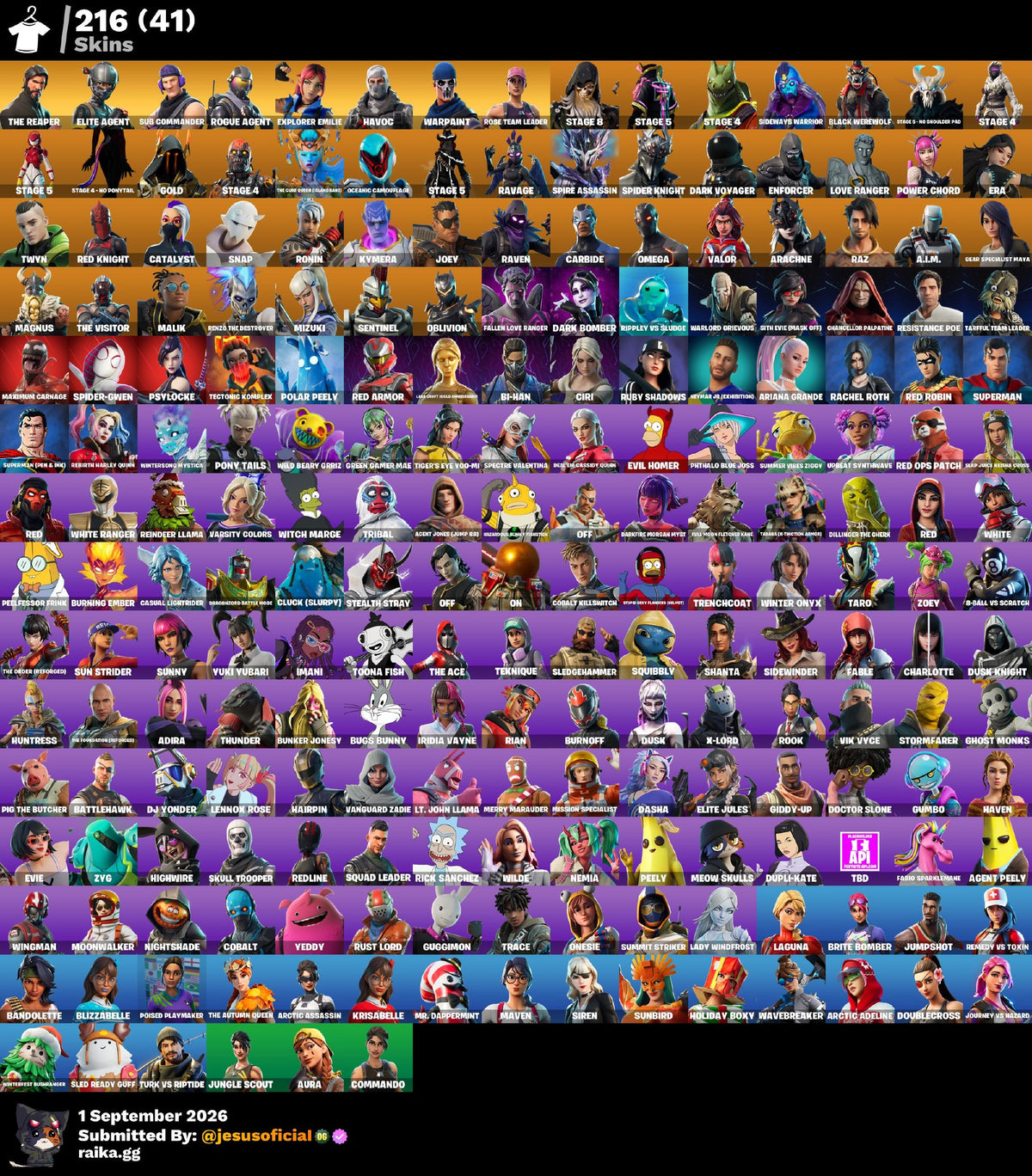 216 SKINS THE REAPER + TOMA LA L + STW OG
