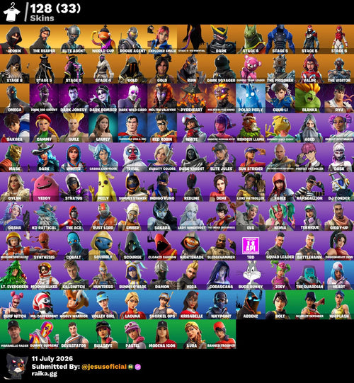 128 SKINS THE REAPER + IKONIK + TOMA LA L + PALITO DE PEZ