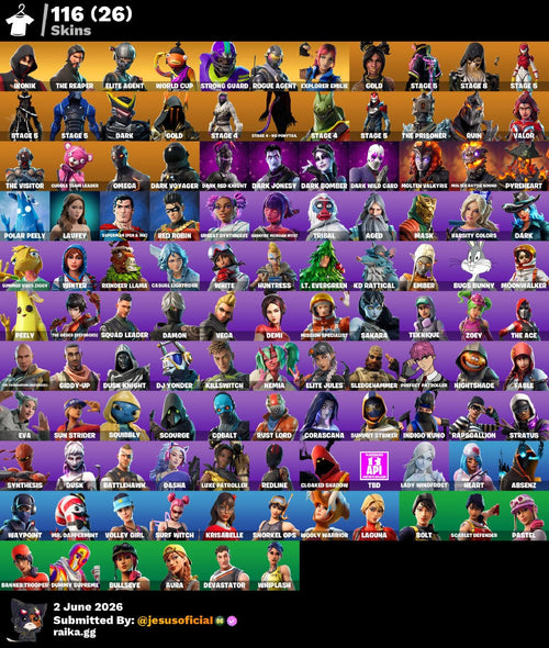 116 SKINS THE REAPER + IKONIK + TOMA LA L + PALITO DE PEZ