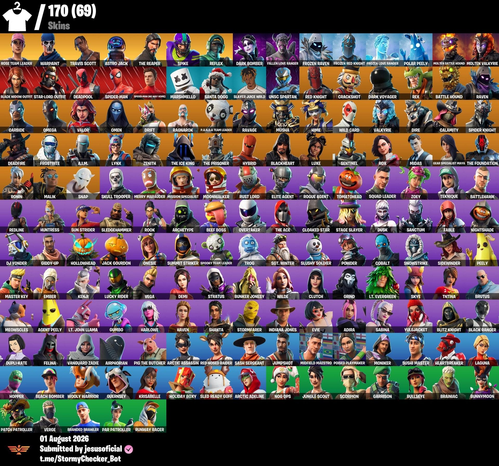 170 SKINS THE REAPER + TRAVIS SCOTT + TOMA LA L + STW OG