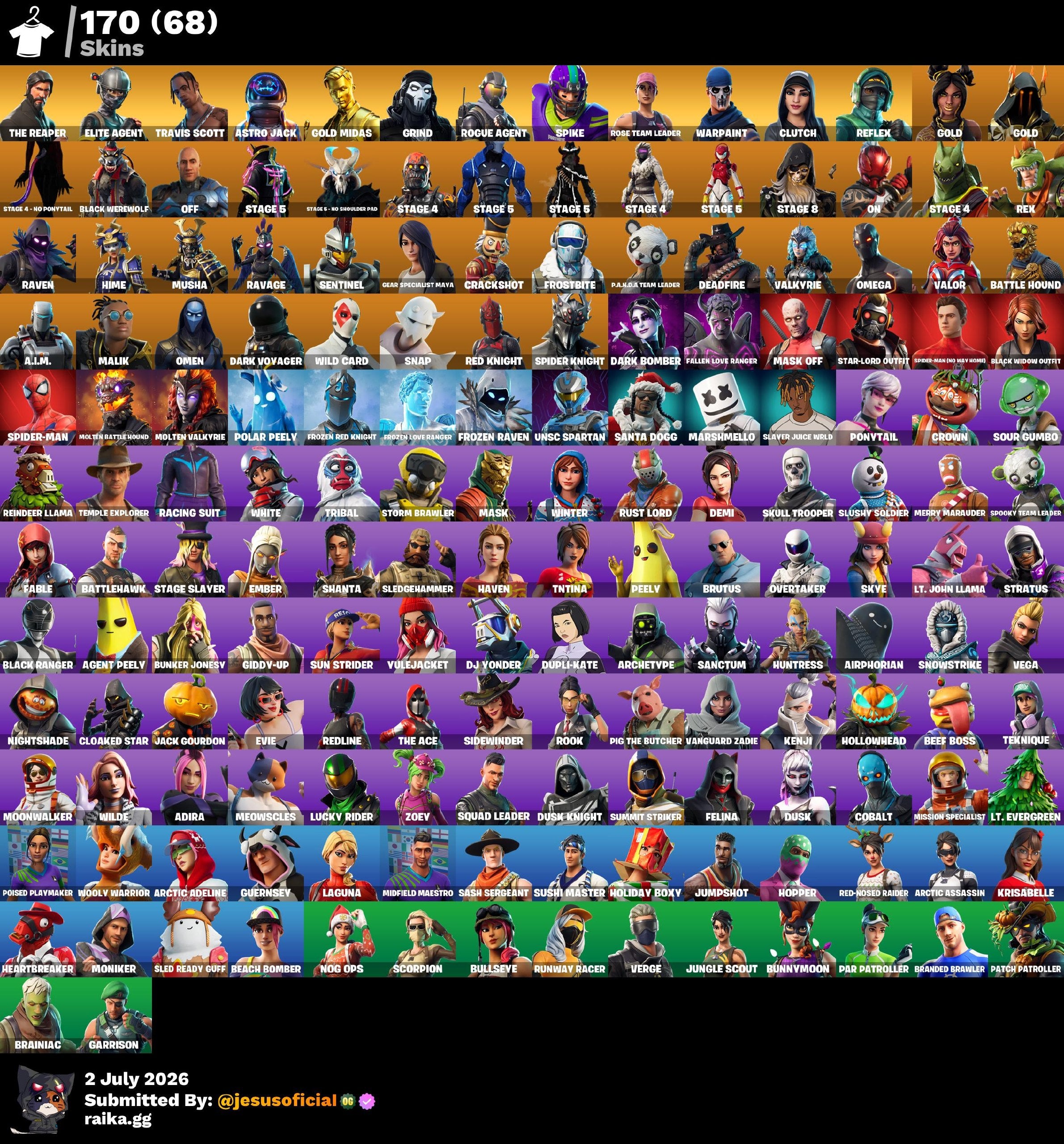 170 SKINS THE REAPER + TRAVIS SCOTT + TOMA LA L + STW OG