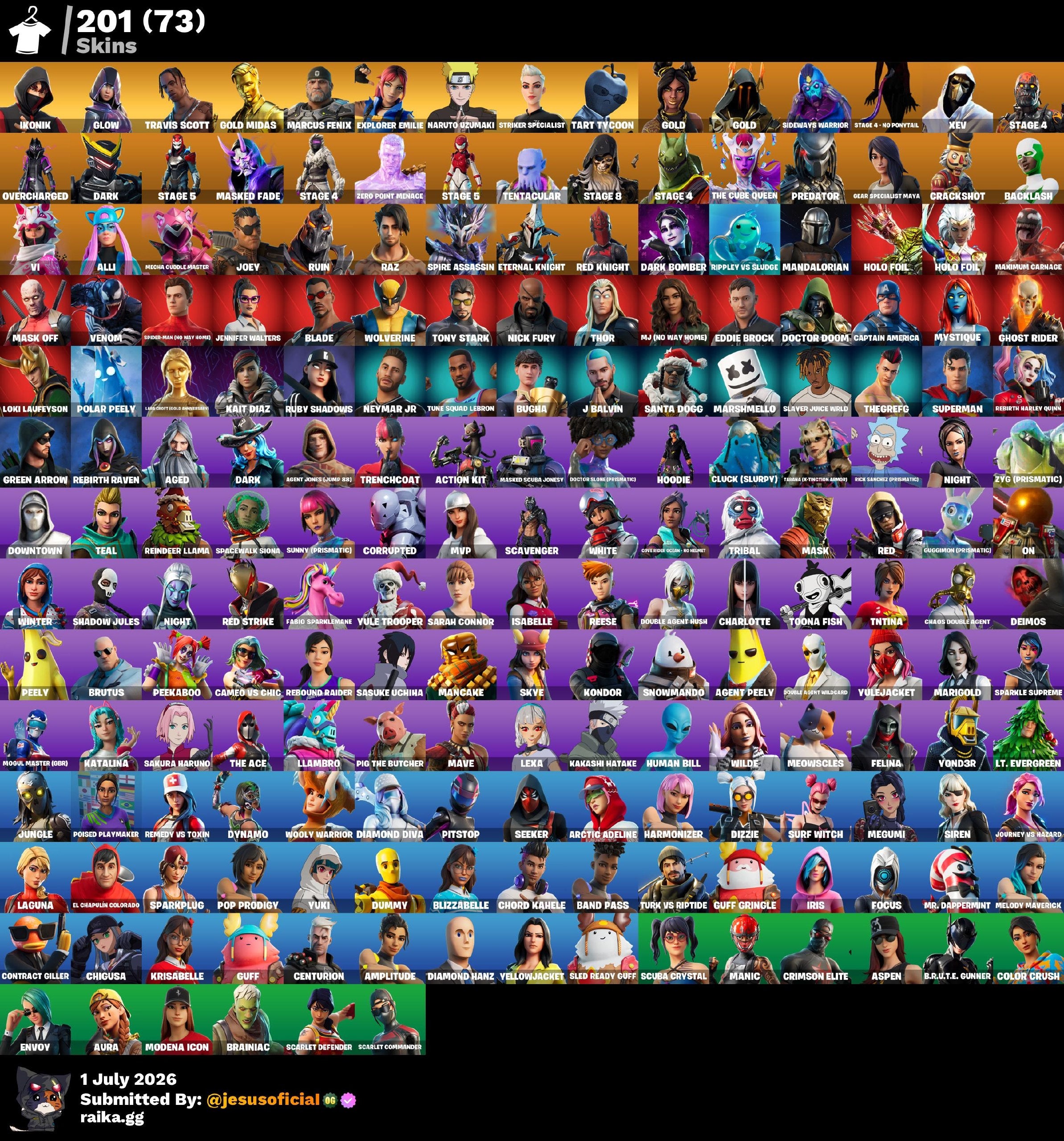 200 SKINS TRAVIS SCOTT + IKONIK + HACHA DE KRATOS + PASE MARVEL OG