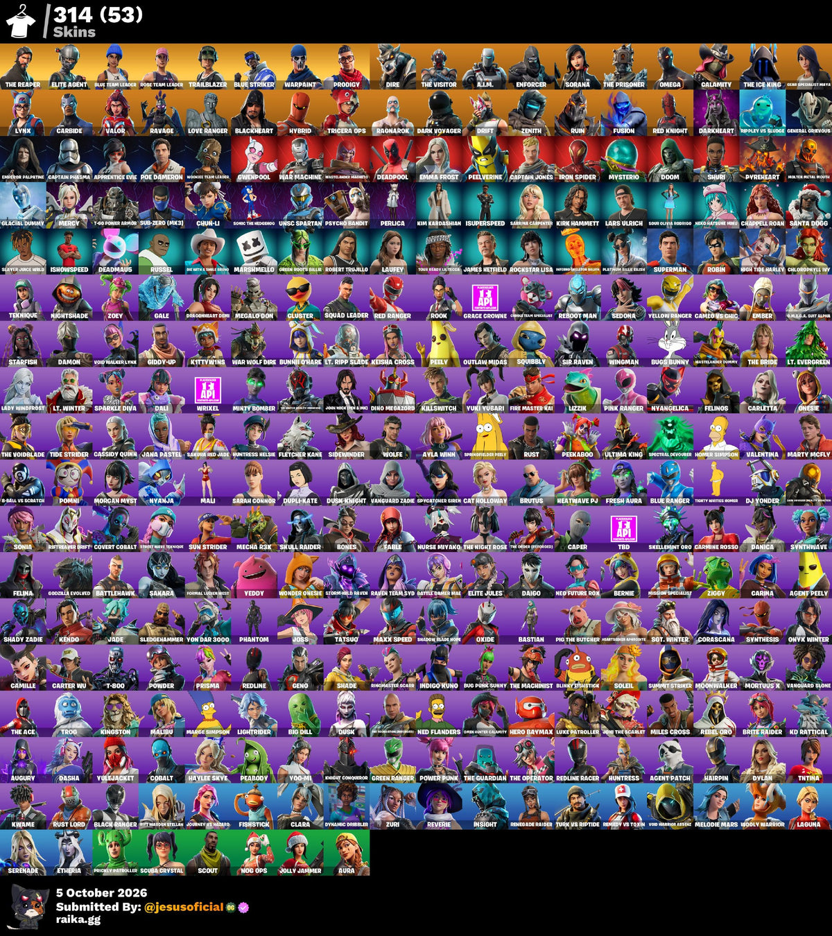 314 SKINS THE REAPER + TOMA LA L + JELTY + STW OG