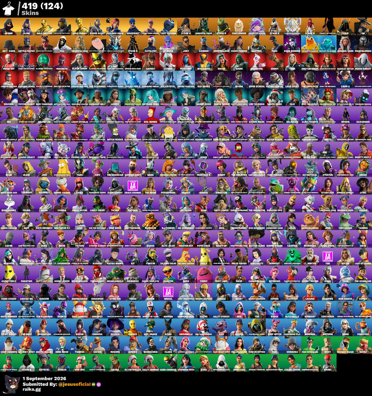 419 SKINS IKONIK + HACHA DE KRATOS + PICO MINTY + TOMA LA L + STW OG