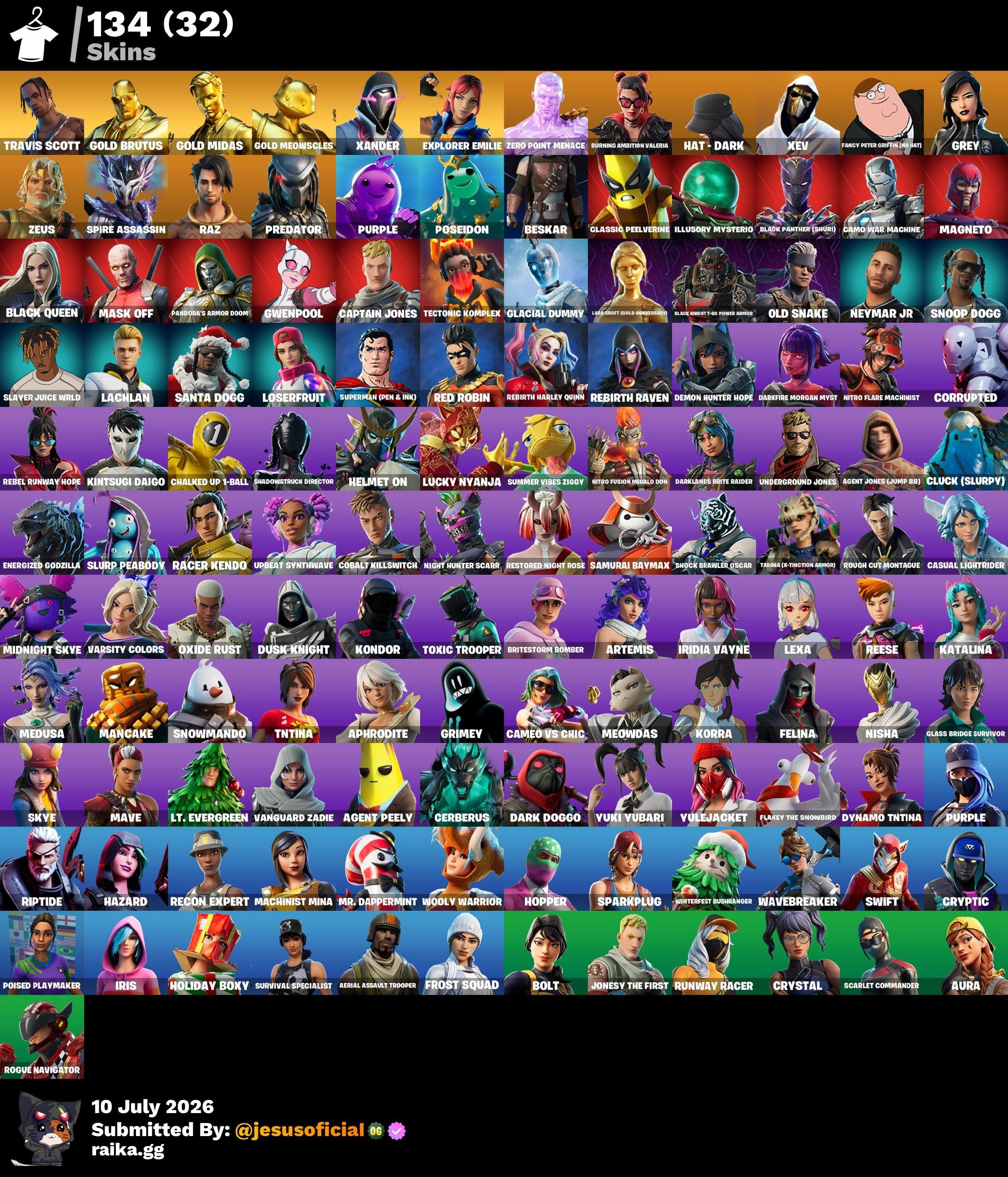 134 SKINS TRAVIS SCOTT + LARA CROFT + HACHA DE KRATOS