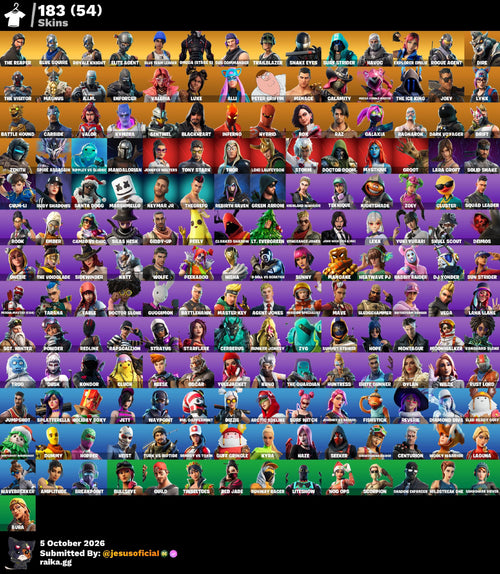 183 SKINS THE REAPER + TOMA LA L + RISA DE BURRO + HACHA DE KRATOS