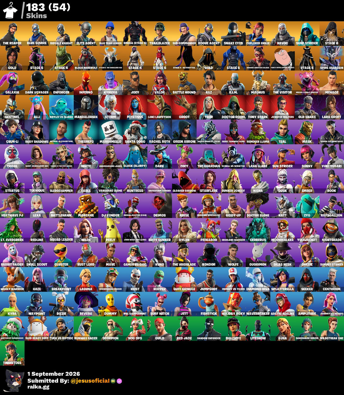 183 SKINS THE REAPER + TOMA LA L + RISA DE BURRO + HACHA DE KRATOS