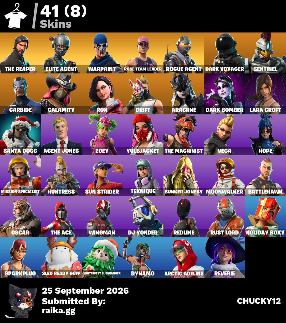 41 SKINS THE REAPER + FRESH + TOMA LA L + STW OG