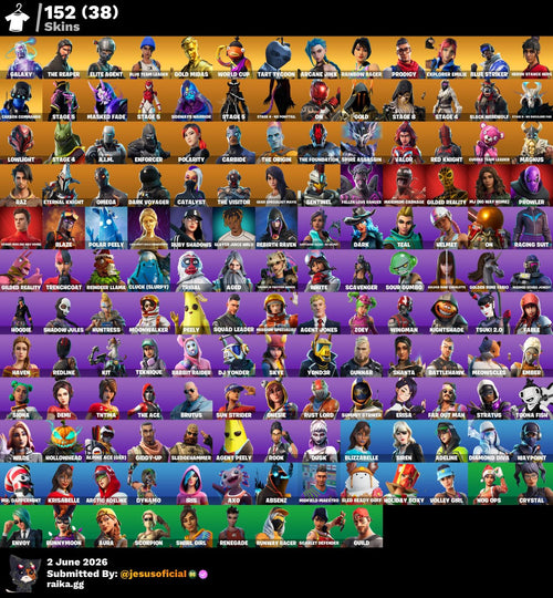 152 SKINS THE REAPER + GALAXY + TOMA LA L + JELTY