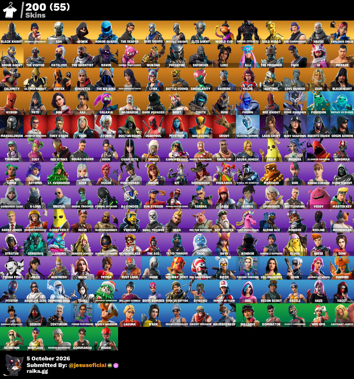 200 SKINS BLACK KNIGHT + IKONIK + HONOR GUARD + LEVIATAN AXE + TAKE THE L