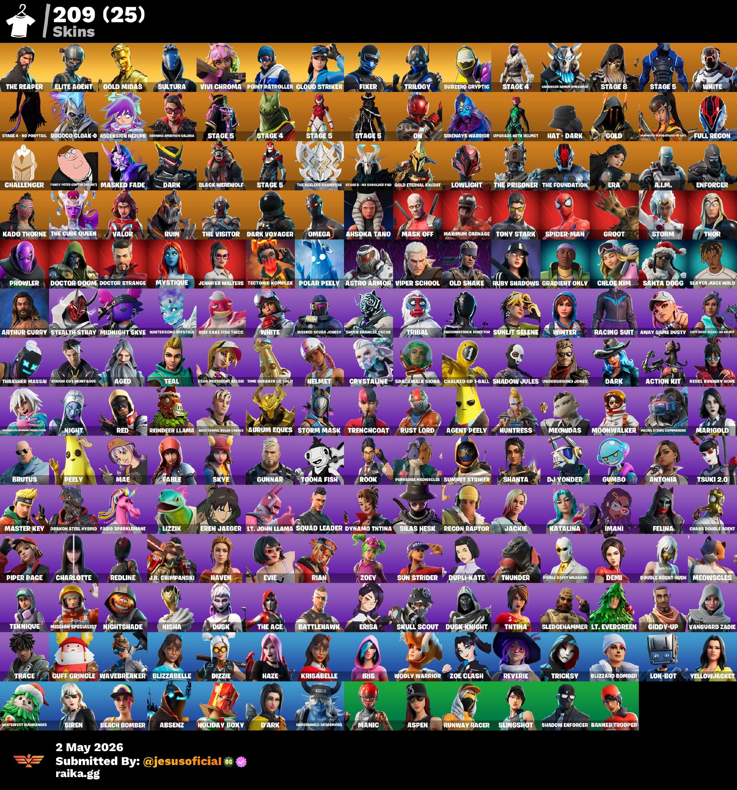 209 SKINS SEÑOR MUERTE + TOMA LA L + HACHA DE KRATOS
