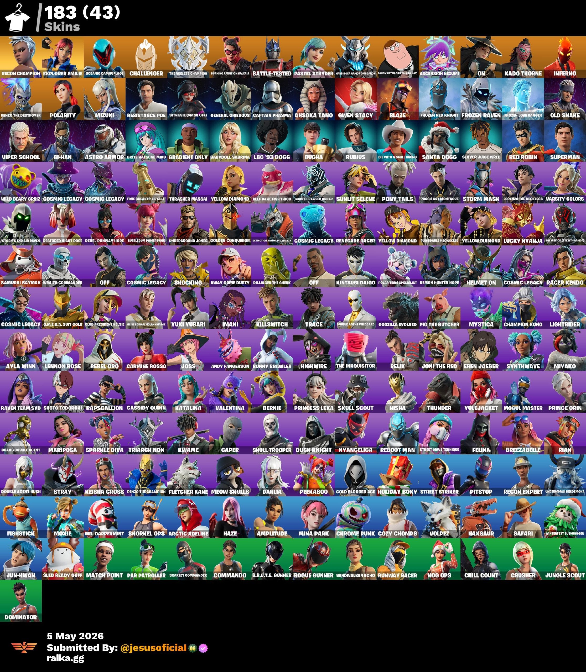 183 SKINS ANSOKA TANO + CAMPEONA DE RECONOCIMIENTO + OCEANIC CAMOUFLAGE