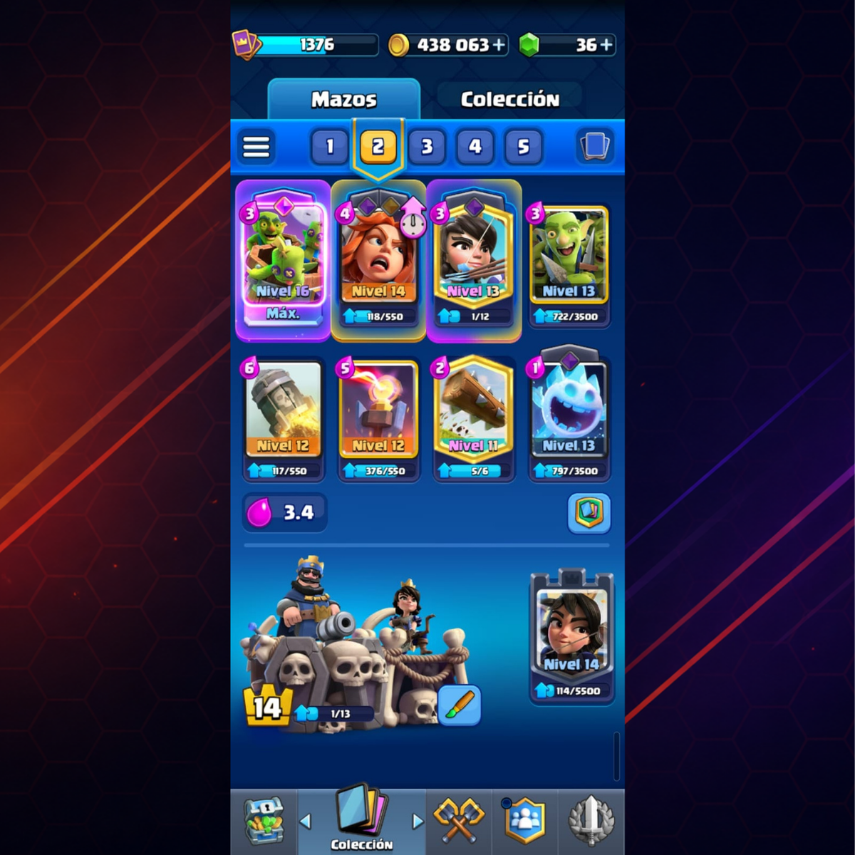 CUENTA CLASH ROYALE - 10,000 COPAS - NIVEL 14 DE TORRE DEL REY