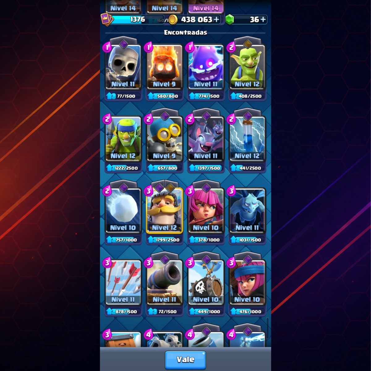 CUENTA CLASH ROYALE - 10,000 COPAS - NIVEL 14 DE TORRE DEL REY