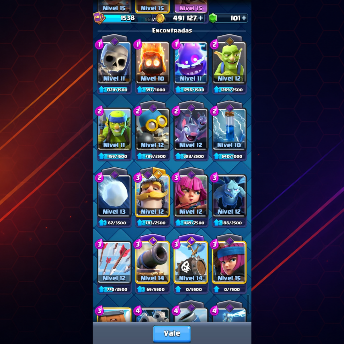 CUENTA CLASH ROYALE - 9,000 COPAS - NIVEL 15 DE TORRE DEL REY