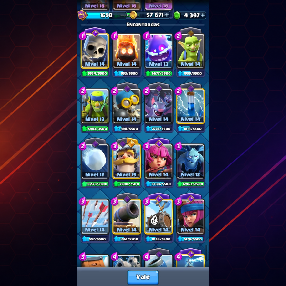 CUENTA CLASH ROYALE – 12,000 COPAS + PRIMER PASE ROYALE