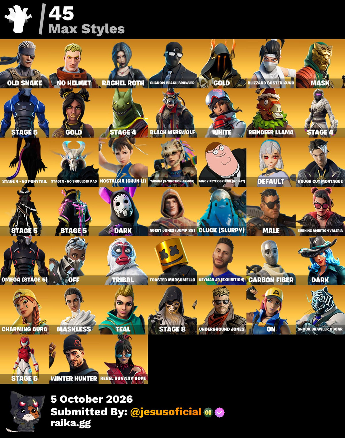 183 SKINS THE REAPER + TOMA LA L + RISA DE BURRO + HACHA DE KRATOS