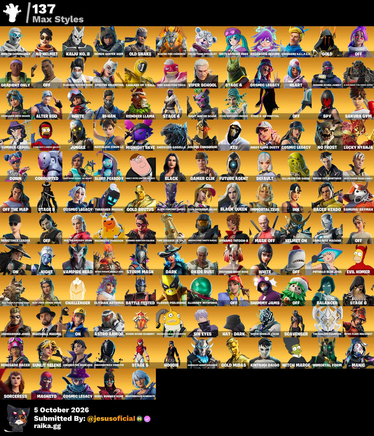 425 SKINS IKONIK + HACHA DE KRATOS + PICO MINTY + TOMA LA L + STW OG