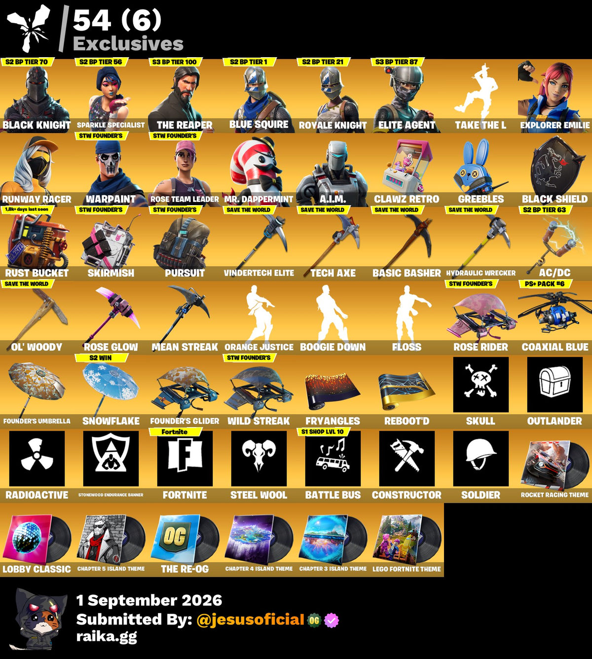 90 SKINS BLACK KNIGHT + TOMA LA L + STW OG
