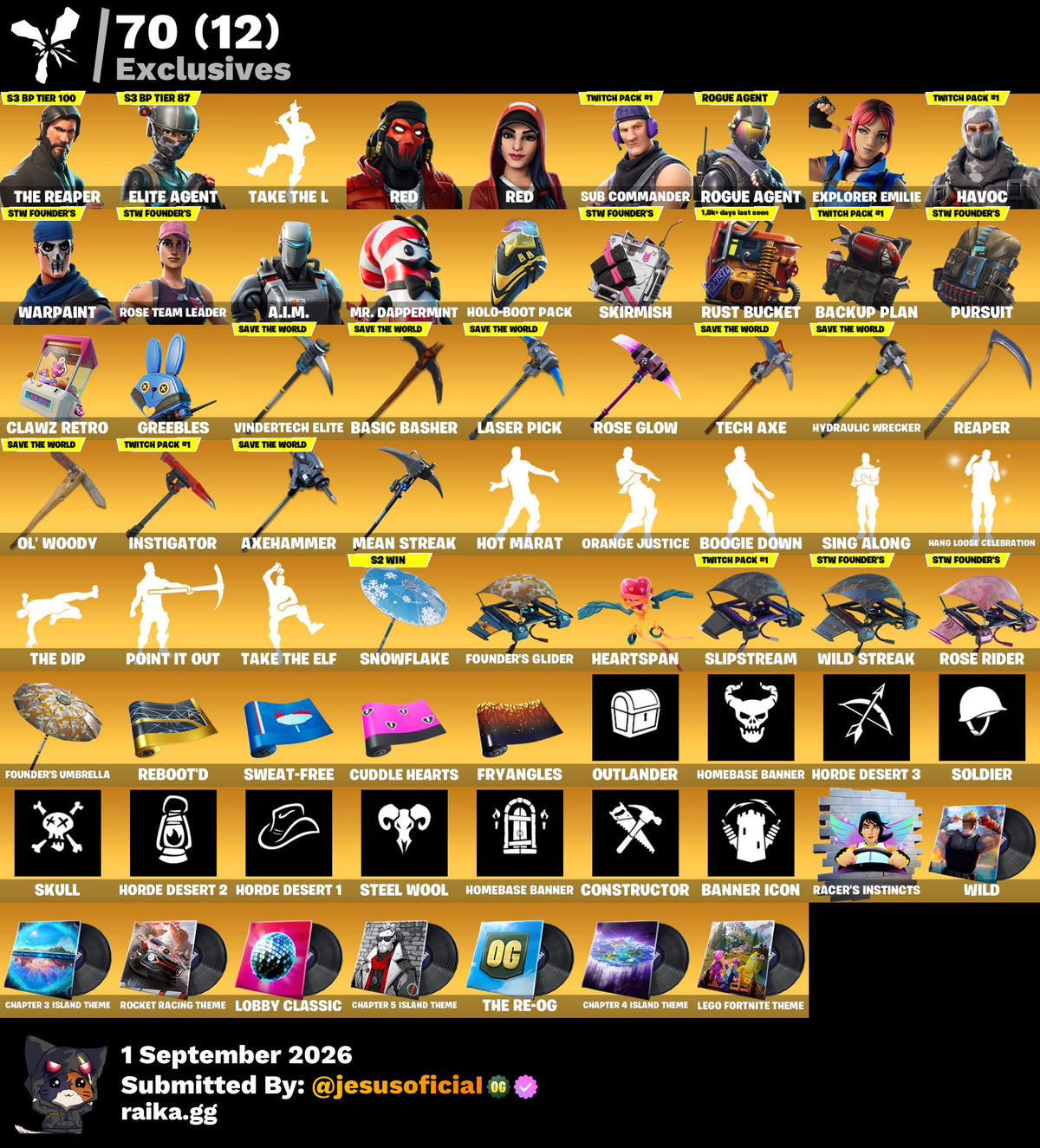 216 SKINS THE REAPER + TOMA LA L + STW OG