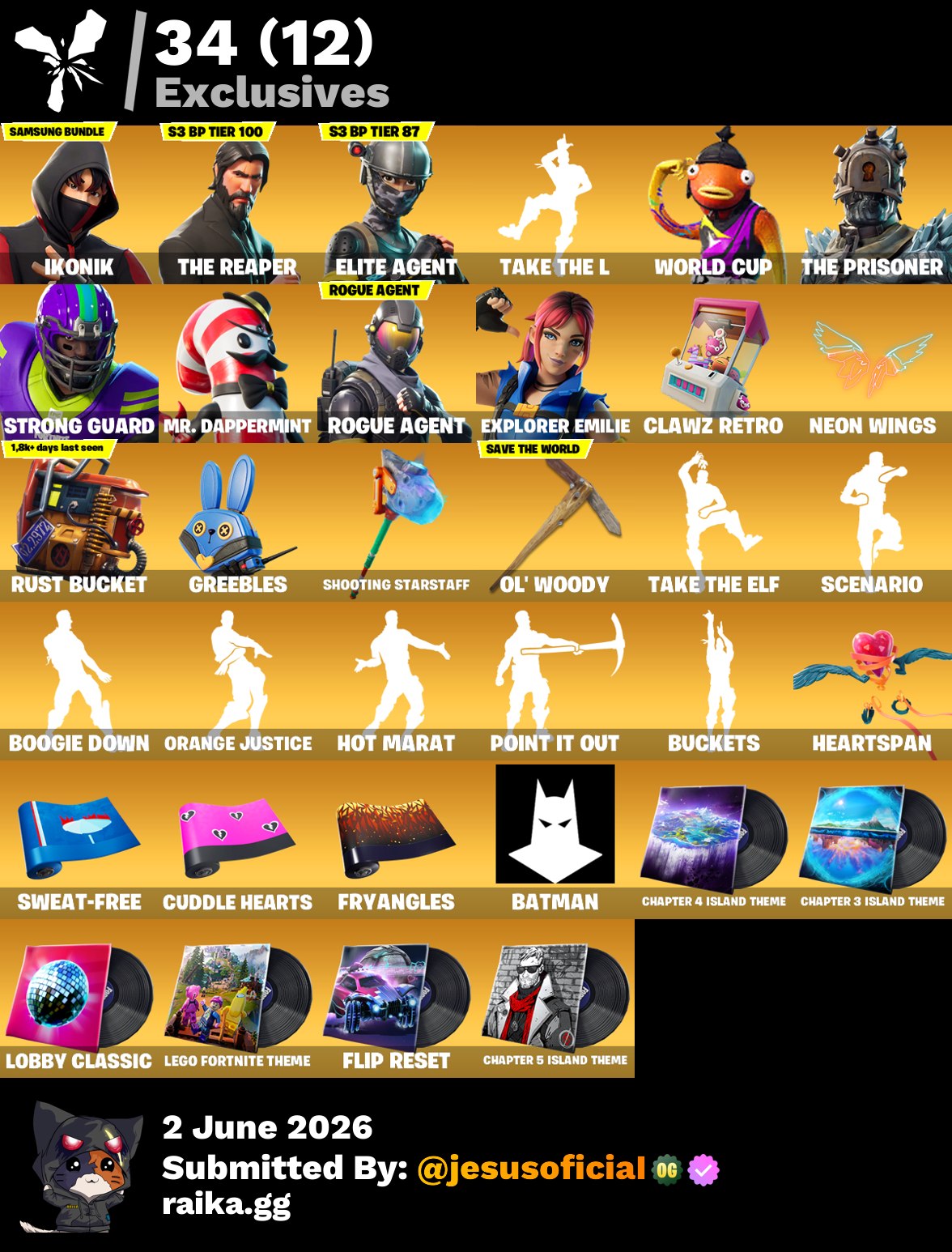 116 SKINS THE REAPER + IKONIK + TOMA LA L + PALITO DE PEZ