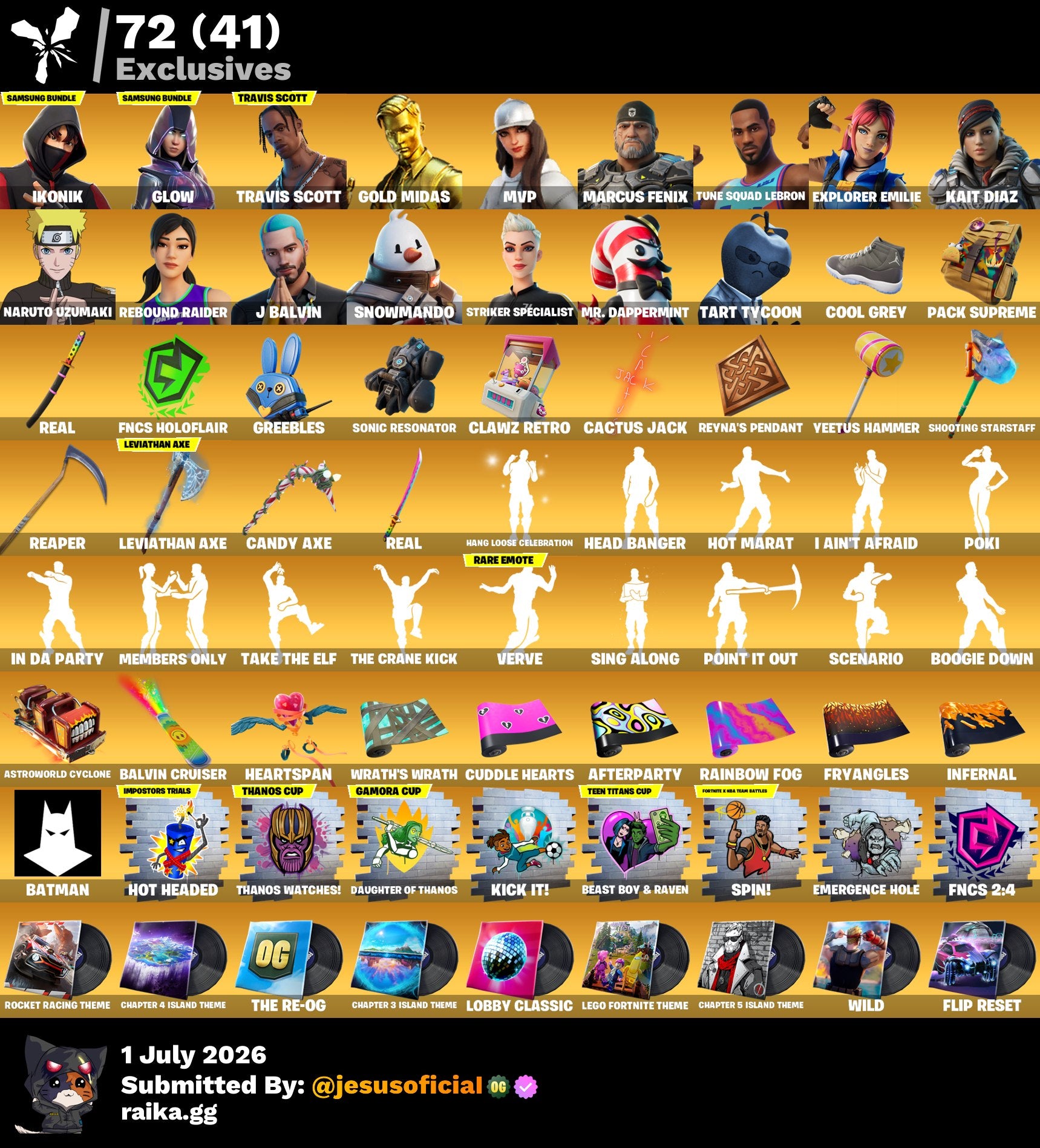 200 SKINS TRAVIS SCOTT + IKONIK + HACHA DE KRATOS + PASE MARVEL OG