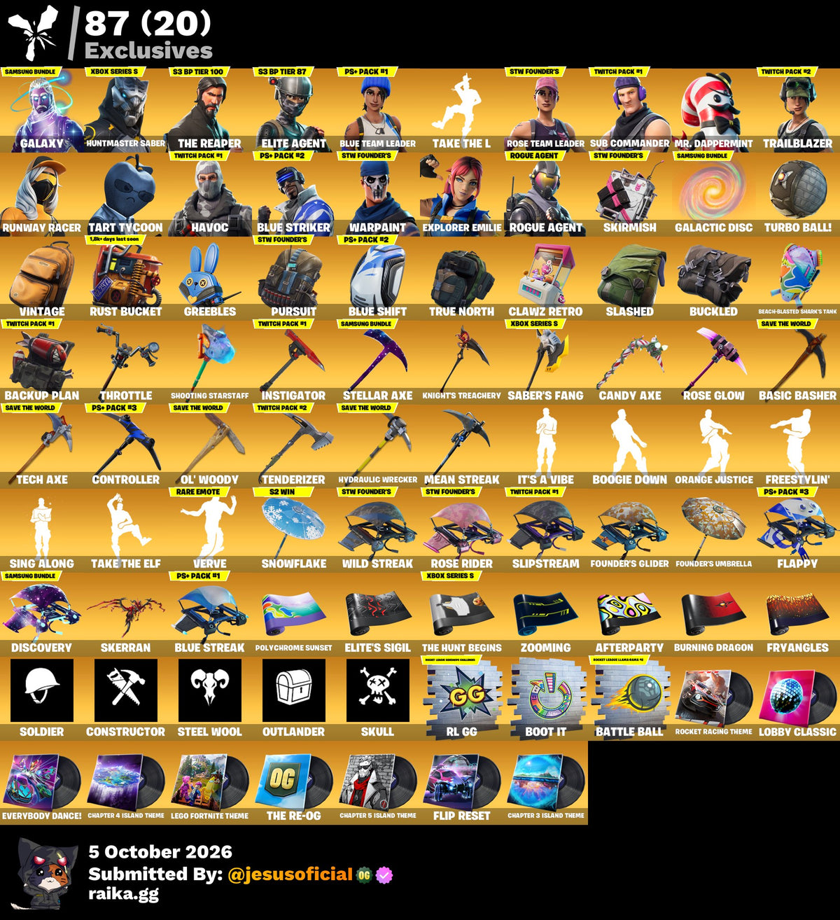 127 SKINS GALAXY + THE REAPER + TOMA LA L + JELTY + STW OG