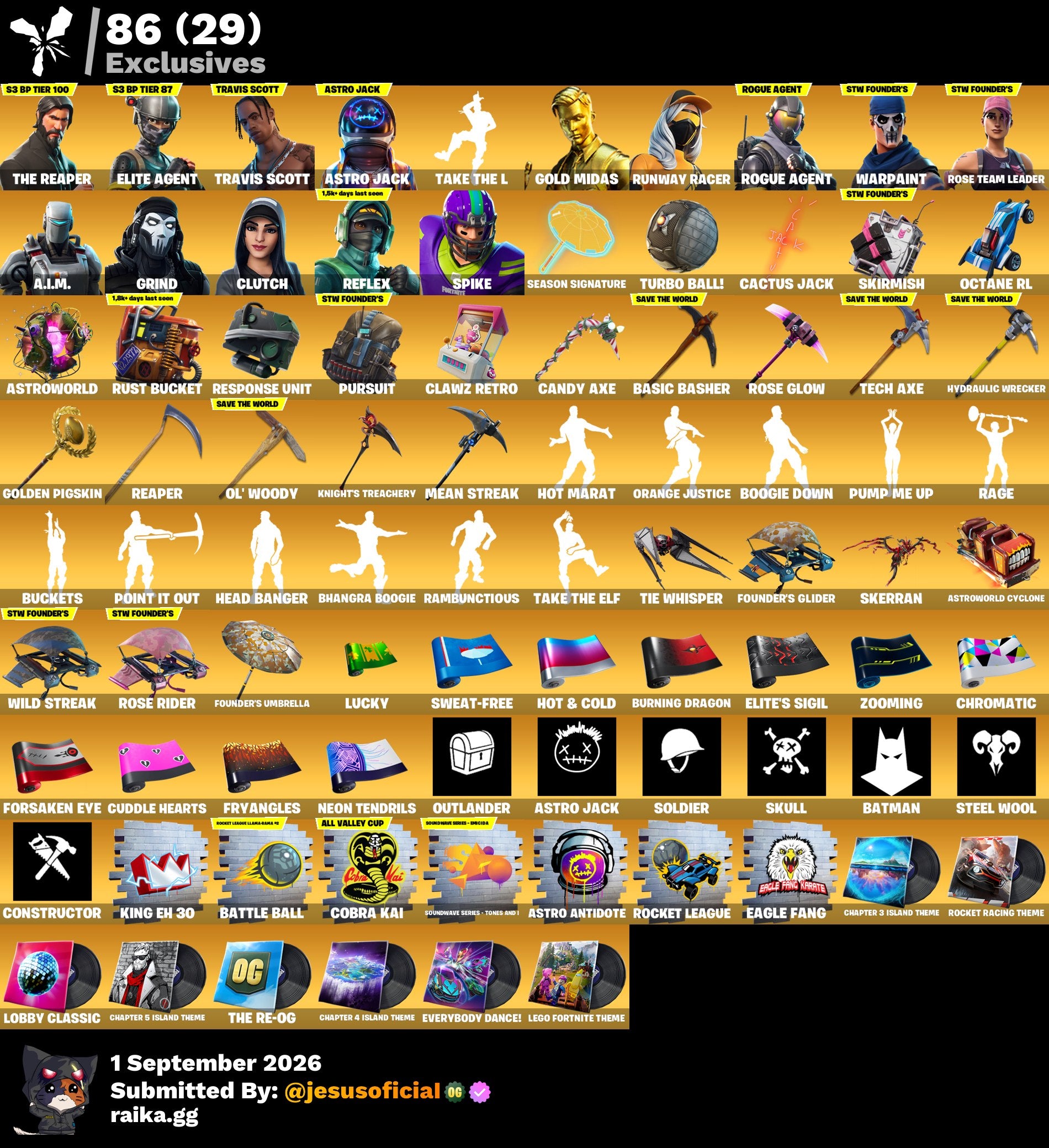 170 SKINS THE REAPER + TRAVIS SCOTT + TOMA LA L + STW OG