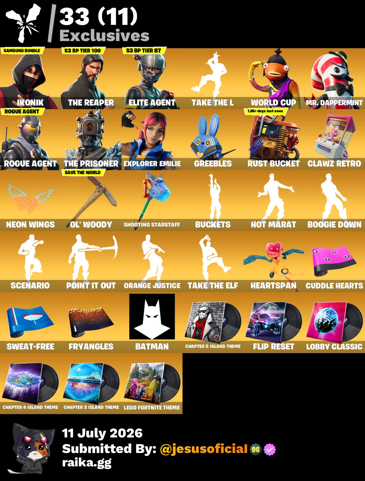 128 SKINS THE REAPER + IKONIK + TOMA LA L + PALITO DE PEZ