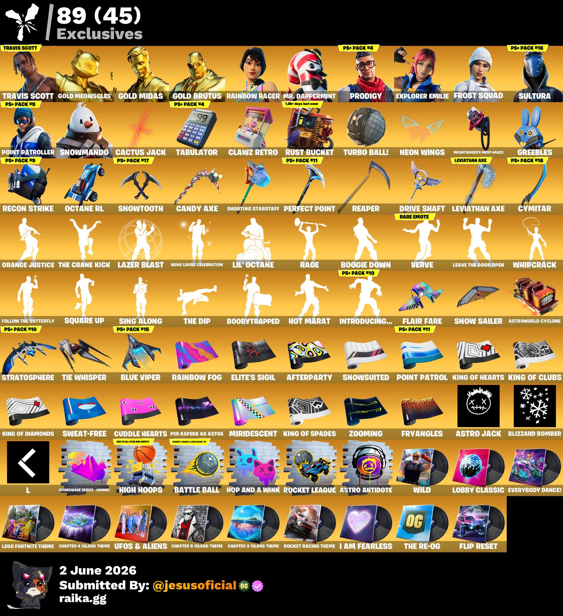 165 SKINS TRAVIS SCOTT + HACHA DE KRATOS + GOLD MIDAS