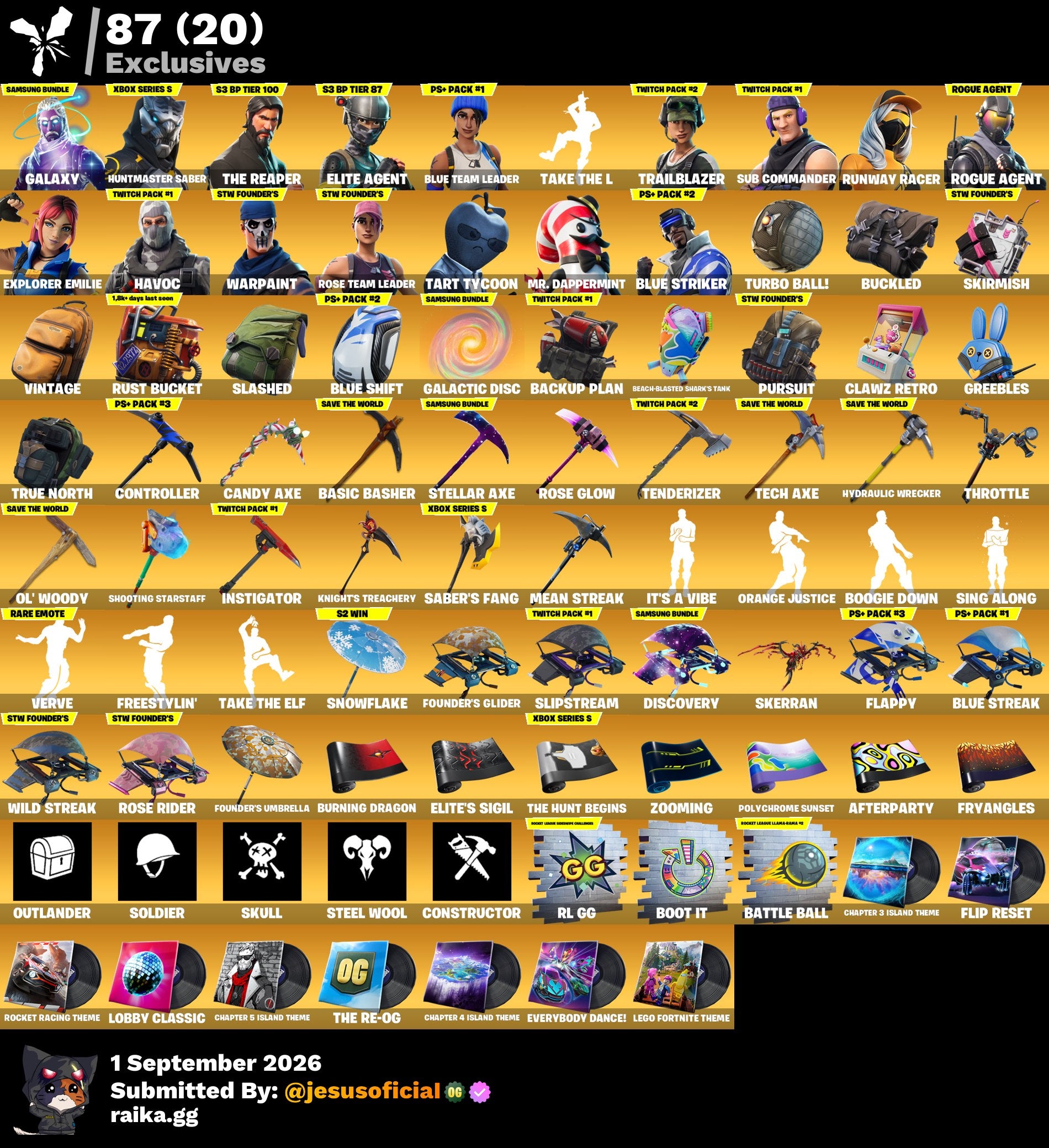 127 SKINS THE REAPER + TOMA LA L + GALAXY + JELTY + STW OG