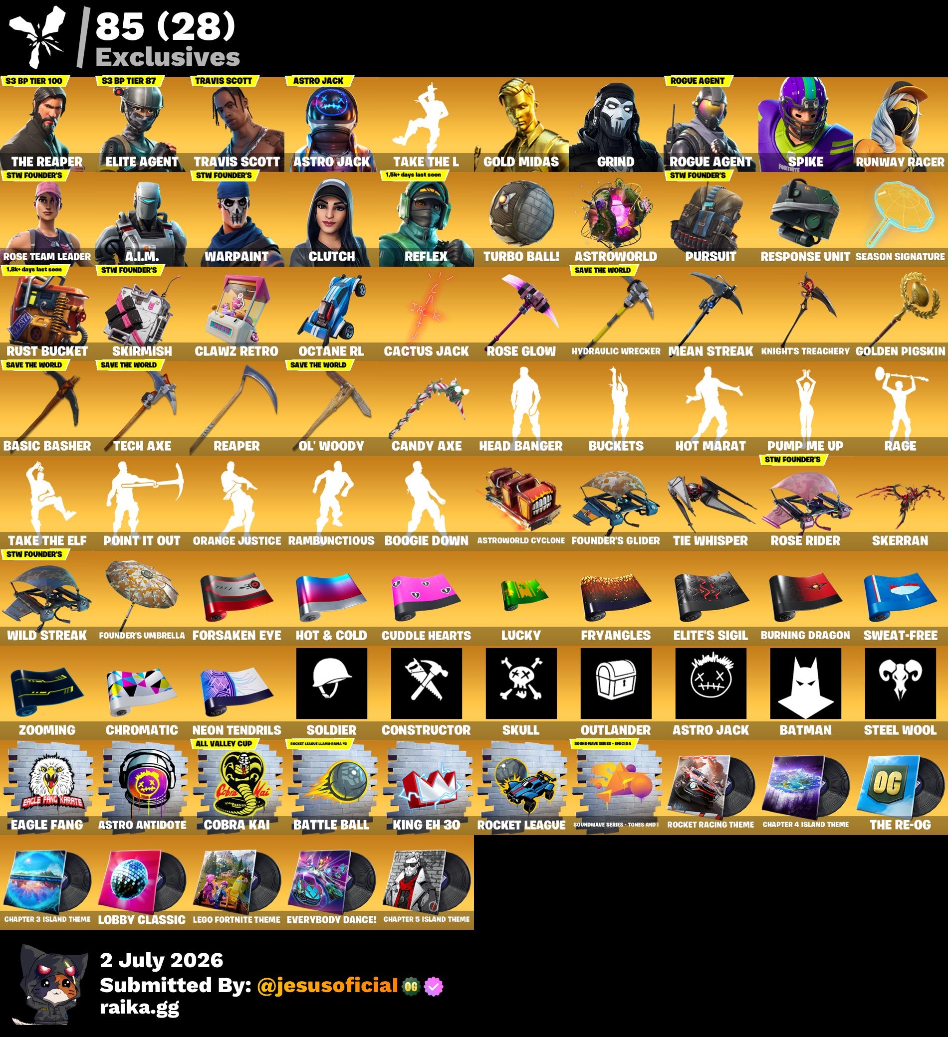 170 SKINS THE REAPER + TRAVIS SCOTT + TOMA LA L + STW OG