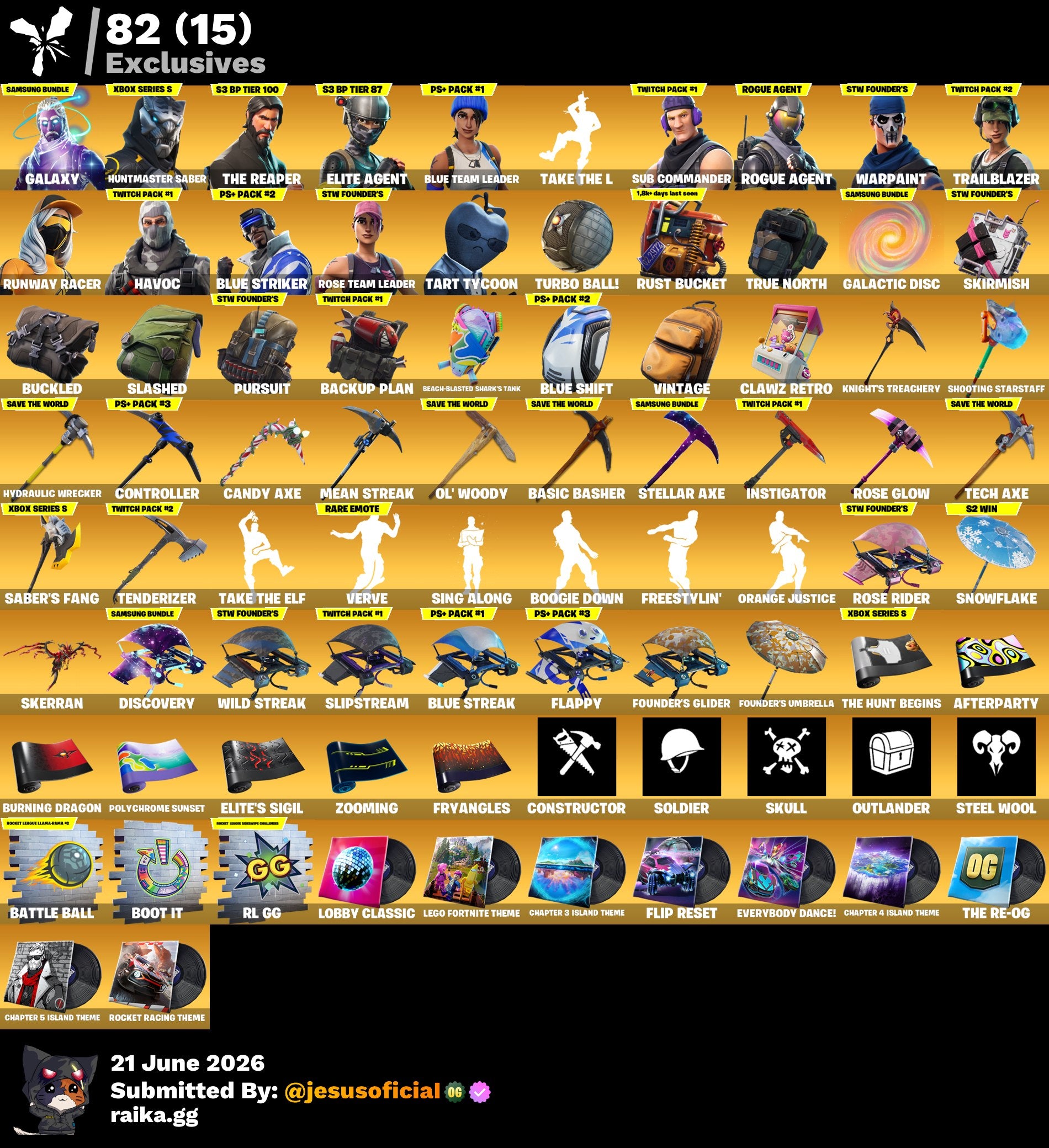 95 SKINS COMBO TWITCH PRIME + GALAXY + TOMA LA L + STW OG