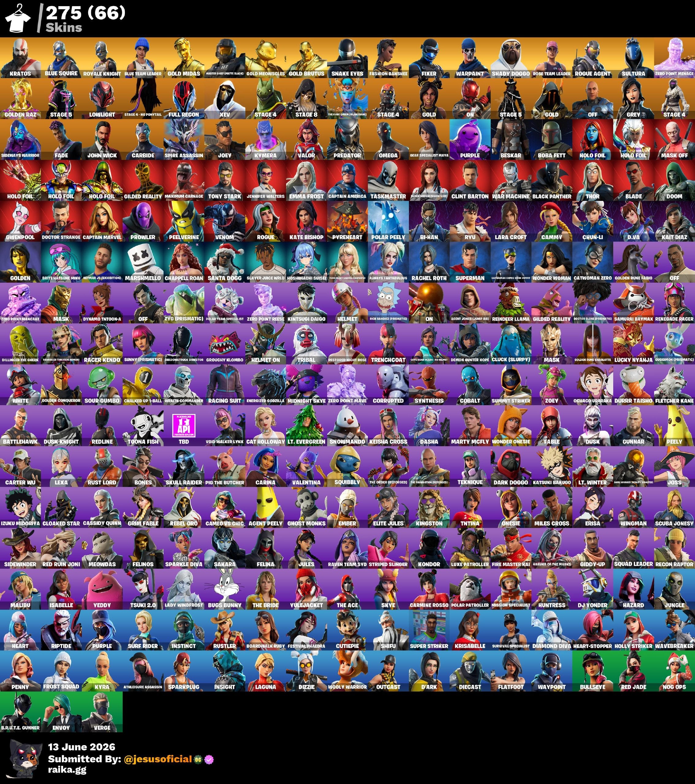 275 SKINS BLUE SQUIRES + TOMA LA L + HACHA DE KRATOS + STW OG